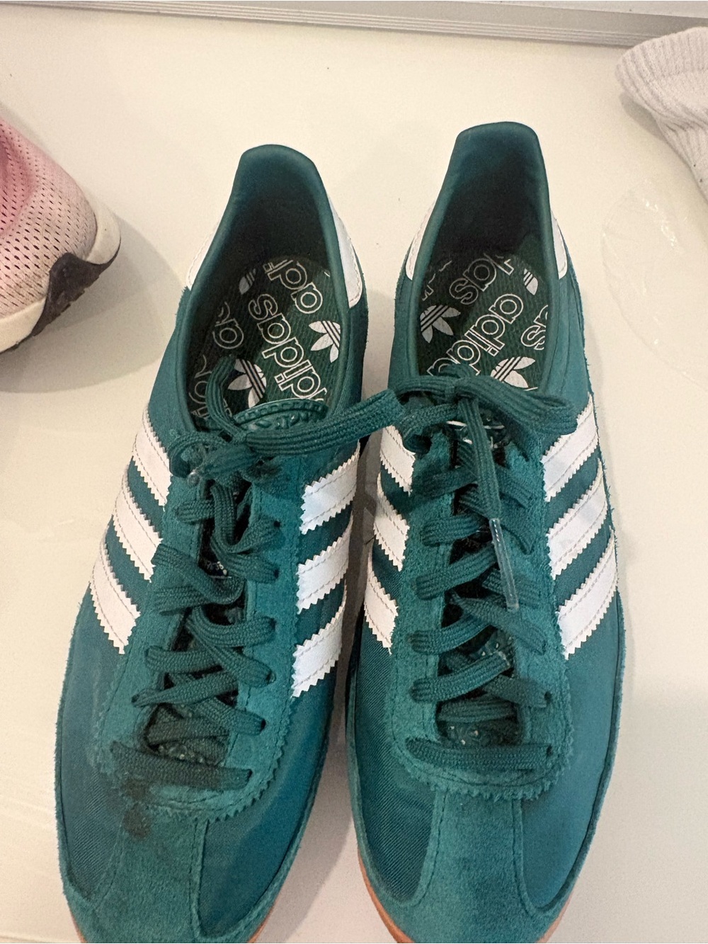 adidas Men’s Teal Green Sneakers with White Stripes